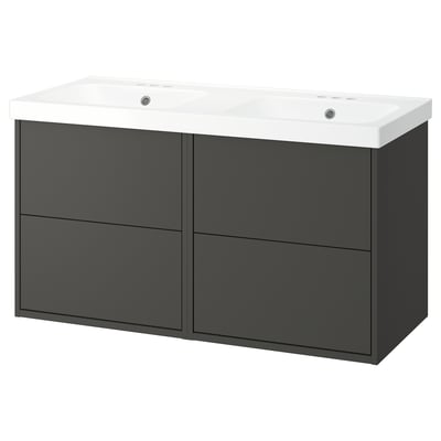 HAVBÄCK / ORRSJÖN Meuble sdb avec tiroirs/lavabo, gris foncé, 49x21 3/4x27 5/8 "