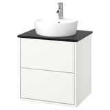 HAVBÄCK / TÖRNVIKEN Meuble à tiroirs/lavabo/mitigeur, blanc/noir marbré, 25x21 1/2x31 3/8 "