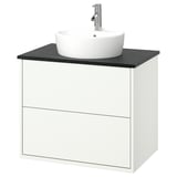 HAVBÄCK / TÖRNVIKEN Meuble à tiroirs/lavabo/mitigeur, blanc/noir marbré, 31x21 1/2x31 3/8 "
