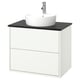 HAVBÄCK / TÖRNVIKEN Meuble à tiroirs/lavabo/mitigeur, blanc/noir marbré, 31x21 1/2x31 3/8 "