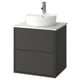 HAVBÄCK / TÖRNVIKEN Meuble à tiroirs/lavabo/mitigeur, gris foncé/blanc marbré, 25x21 1/2x31 3/8 "