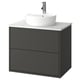 HAVBÄCK / TÖRNVIKEN Meuble à tiroirs/lavabo/mitigeur, gris foncé/blanc marbré, 31x21 1/2x31 3/8 "
