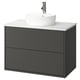 HAVBÄCK / TÖRNVIKEN Meuble à tiroirs/lavabo/mitigeur, gris foncé/blanc marbré, 37x21 1/2x31 3/8 "