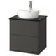 HAVBÄCK / TÖRNVIKEN Meuble à tiroirs/lavabo/mitigeur, gris foncé/noir marbré, 25x21 1/2x31 3/8 "