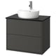 HAVBÄCK / TÖRNVIKEN Meuble à tiroirs/lavabo/mitigeur, gris foncé/noir marbré, 31x21 1/2x31 3/8 "