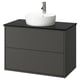 HAVBÄCK / TÖRNVIKEN Meuble à tiroirs/lavabo/mitigeur, gris foncé/noir marbré, 37x21 1/2x31 3/8 "