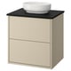 HAVBÄCK / VINDELÄLVEN Meuble sdb avec tiroirs/lavabo, beige/noir marbré, 25x21 1/2x30 5/8 "