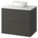 HAVBÄCK / VINDELÄLVEN Meuble sdb avec tiroirs/lavabo, gris foncé/blanc marbré, 31x21 1/2x30 5/8 "