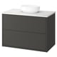 HAVBÄCK / VINDELÄLVEN Meuble sdb avec tiroirs/lavabo, gris foncé/blanc marbré, 37x21 1/2x30 5/8 "
