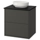 HAVBÄCK / VINDELÄLVEN Meuble sdb avec tiroirs/lavabo, gris foncé/noir marbré, 25x21 1/2x30 5/8 "