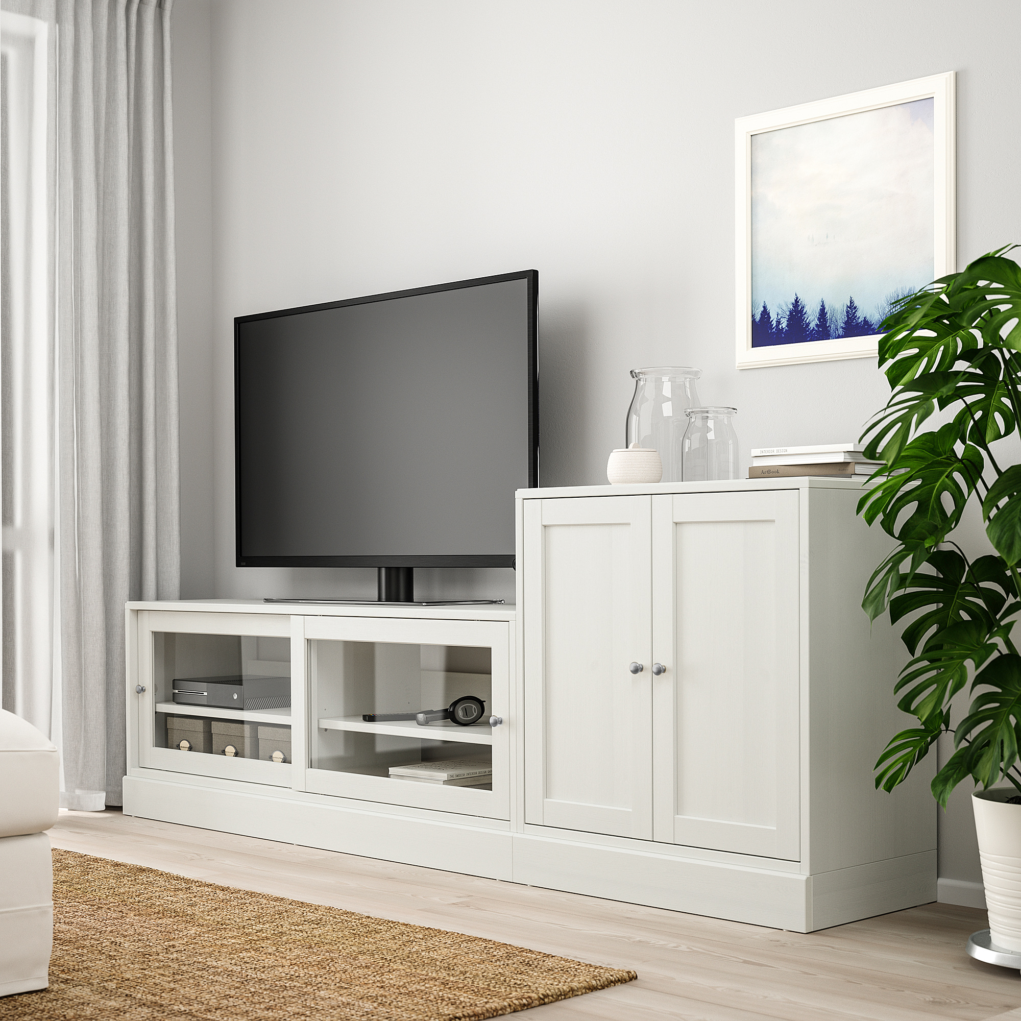 meuble tele ikea blanc et bois