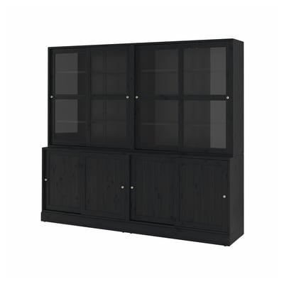 HAVSTA Agencement rgt av portes vitr coul, noir, 95 1/4x18 1/2x83 1/2 "