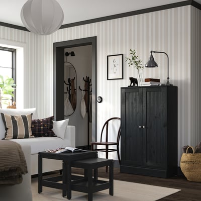 HAVSTA Armoire avec plinthe, noir, 31 7/8x14 5/8x52 3/4 "