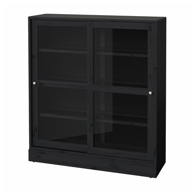 HAVSTA Armoire vitrée avec plinthe, noir/verre clair, 47 5/8x14 5/8x52 3/4 "