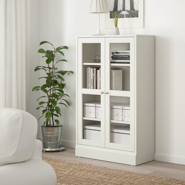 Havsta Armoire Vitree Avec Plinthe Verre Transparent Blanc 81x37x134cm Magasinez Chez Ikea Ikea