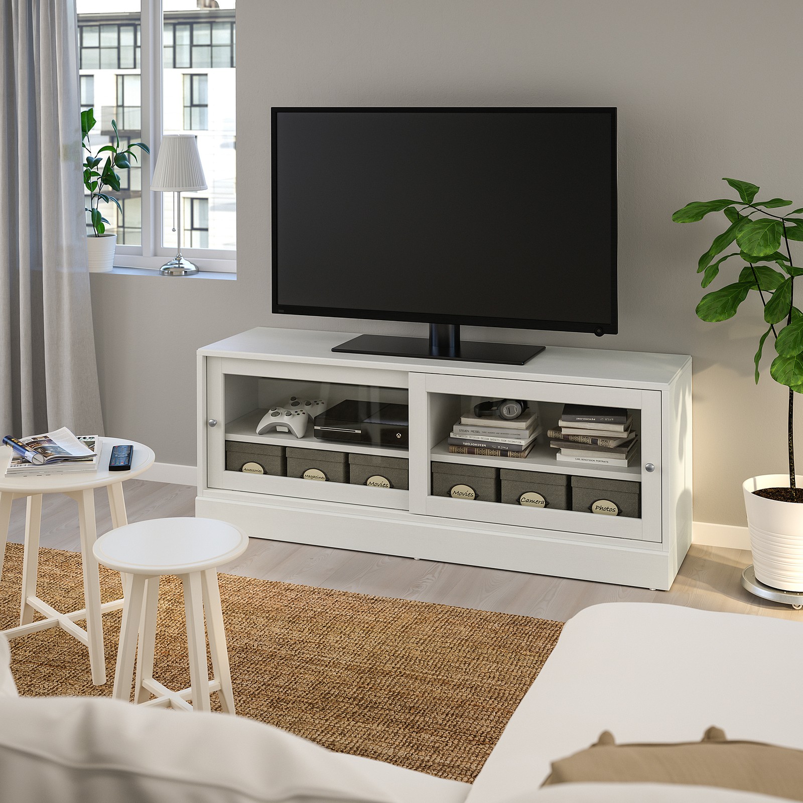 HAVSTA Meuble télé avec plinthe blanc IKEA