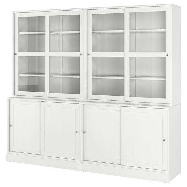 HAVSTA Rangement avec portes vitrées coul, blanc, 95 1/4x18 1/2x83 1/2 "