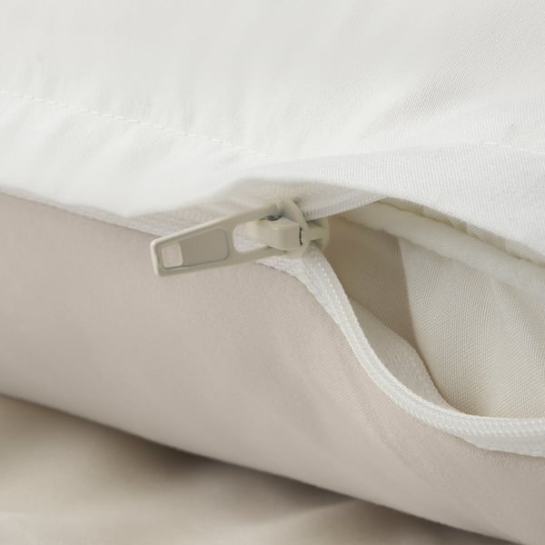 HEDFRYLE Édredon et taie(s) d'oreiller, blanc/beige, 2 places/grand 2 places