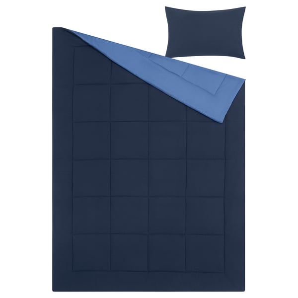 HEDFRYLE Édredon et taie(s) d'oreiller, bleu, Lit 1 place, très grand