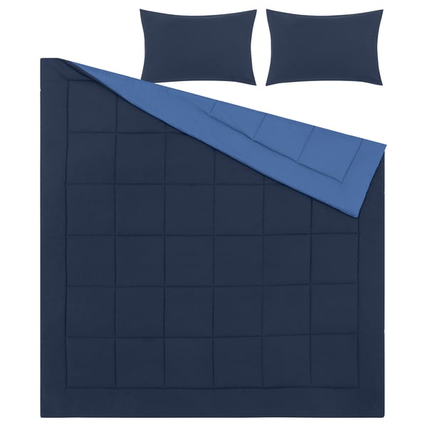 HEDFRYLE Édredon et taie(s) d'oreiller, bleu, 2 places/grand 2 places
