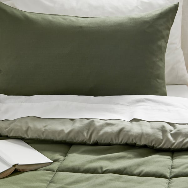 HEDFRYLE Édredon et taie(s) d'oreiller, vert, Lit 1 place, très grand