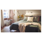 HEDFRYLE Ensemble couette et oreillers, vert, 2 places/grand 2 places
