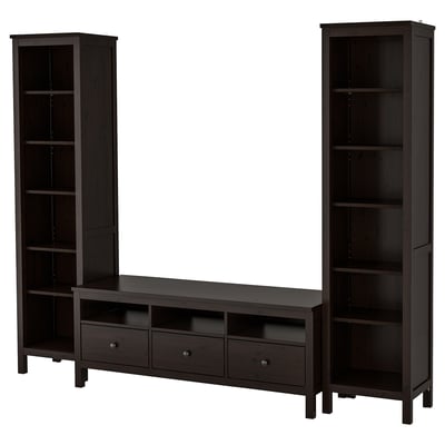 HEMNES Agencement meuble télé, brun-noir, 96 1/2x77 1/2 "