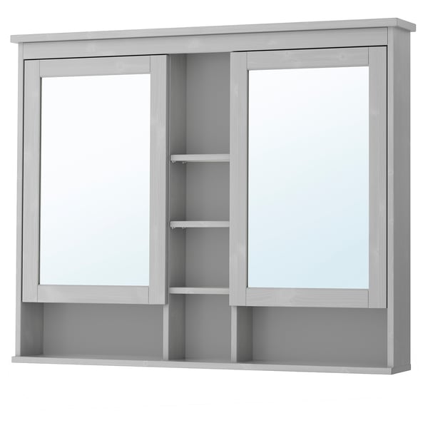 HEMNES Armoire à pharmacie 2 portes, gris, 47 1/4x38 5/8 "