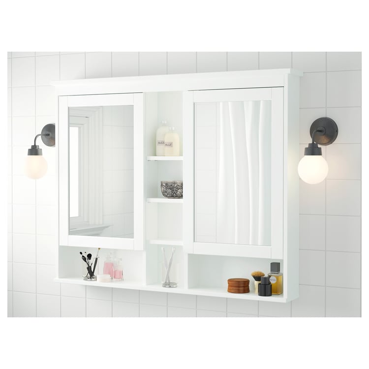 HEMNES Armoire à pharmacie 2 portes miroir, blanc, 120x98cm. Magasinez