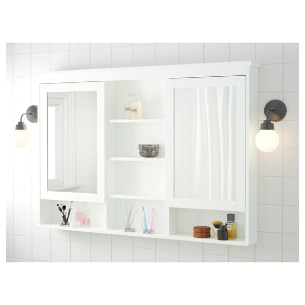 HEMNES Armoire à pharmacie 2 portes miroir, blanc, 140x98cm. Magasinez
