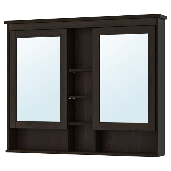 Hemnes Armoire A Pharmacie 2 Portes Miroir Brun Noir Ikea