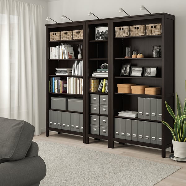 HEMNES Bibliothèque, brun-noir, 90 1/8x77 1/2 "