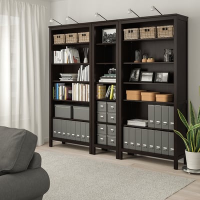 HEMNES Bibliothèque, brun-noir, 90 1/8x77 1/2 "
