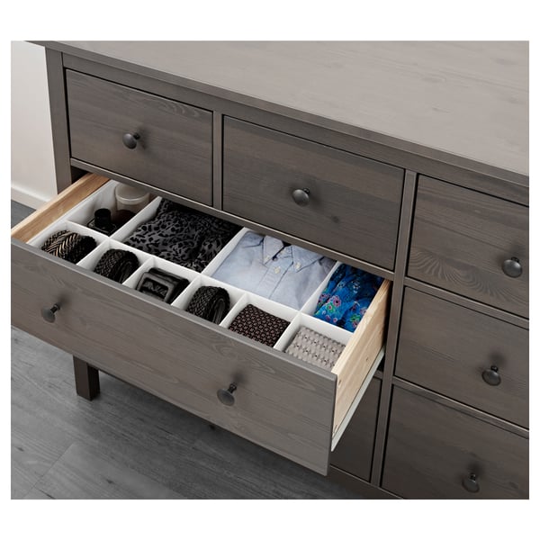 HEMNES Commode à 8 tiroirs gris foncé teinté IKEA