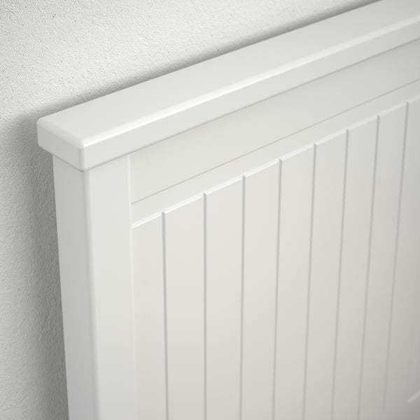 HEMNES Lit d'appoint, 3 tiroirs/2 matelas, blanc/Åsvang mi-ferme, 1 place