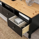HEMNES Meuble télé, brun-noir/brun clair, 58 1/4x18 1/2x22 1/2 "