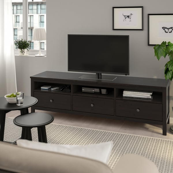 HEMNES Meuble télé, brun-noir, 72x18 1/2x22 1/2 "