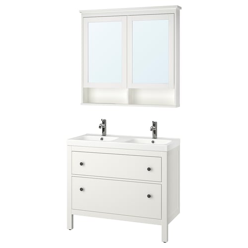 HEMNES / ODENSVIK Mobilier salle de bains, 5 pièces, blanc/mitigeur