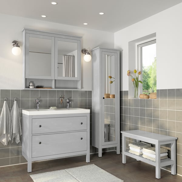 Hemnes Odensvik Mobilier Salle De Bains 6 Pieces Gris Mitigeur Lavabo Voxnan 401 2 103 Cm Ikea