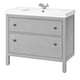 Option : HEMNES / ORRSJÖN Meuble à tiroirs/lavabo/mitigeur, gris, 37x21 3/4x34 7/8 "