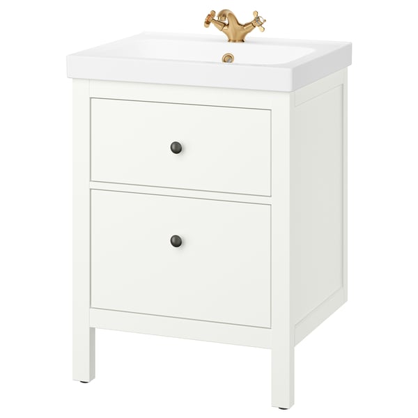 HEMNES / ORRSJÖN Meuble sdb avec tiroirs/lavabo, blanc, 25x21 3/4x34 7/8 "