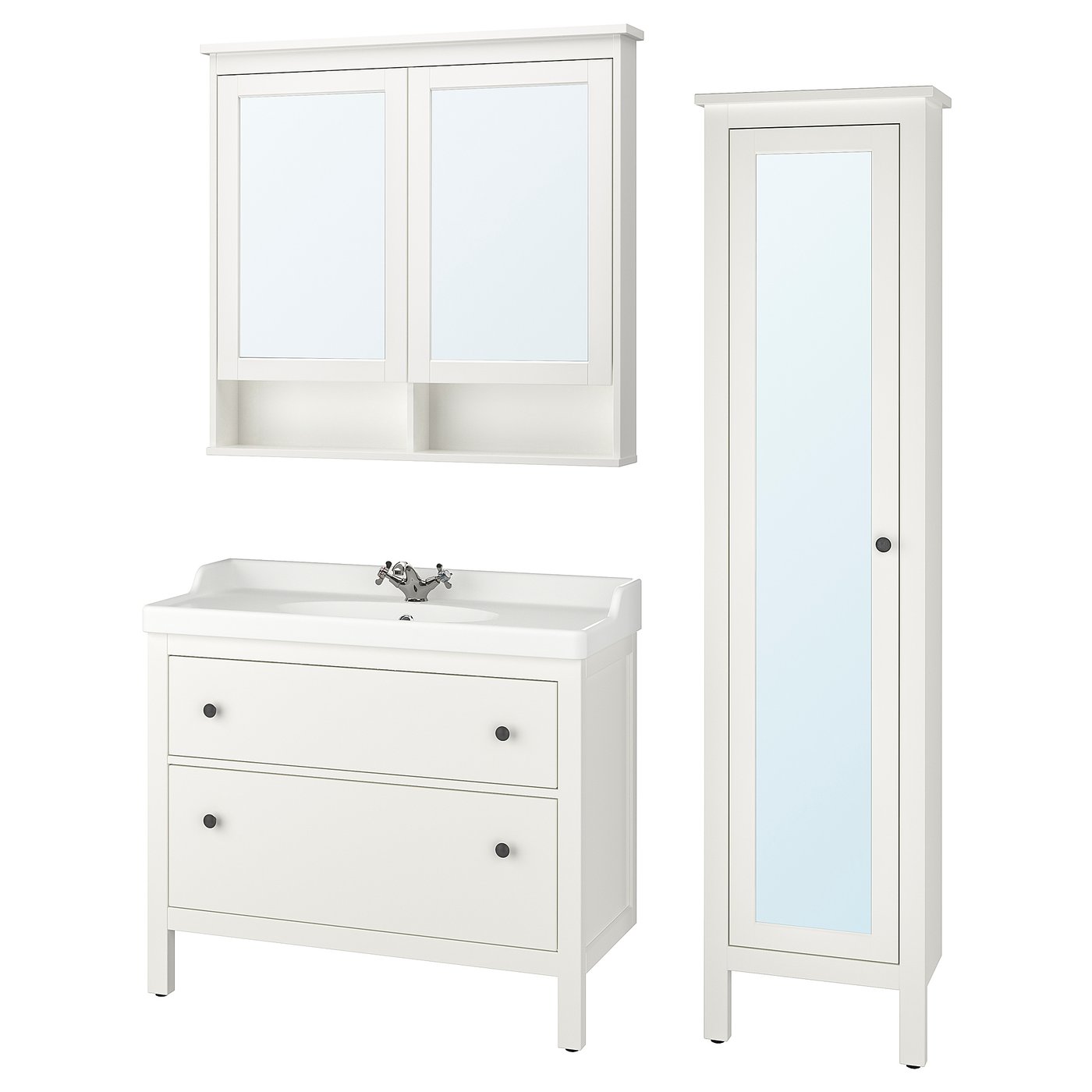 Hemnes Rattviken Mobilier Salle De Bains 5 Pieces Blanc Mitigeur Lavabo Runskar 401 8 102 Cm Ikea