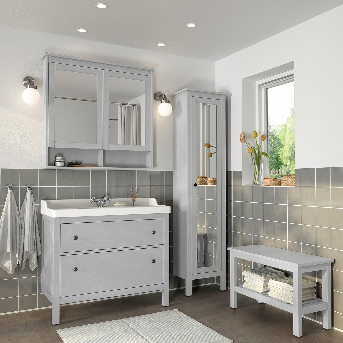 Meuble Salle De Bain Faible Profondeur 35 HEMNES / RÄTTVIKEN Mobilier salle de bains, 5 pièces, gris/mitigeur lavabo  Runskär, 401/8" (102 cm) - IKEA CA