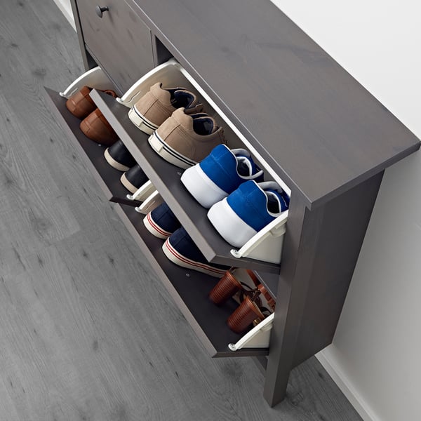 HEMNES Range chaussures 4 Casiers Gris Fonc Teint 107x101cm Site hemnes-range-chaussures-4-casiers-gris-fonc-teint-107x101cm-site