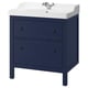 Option : HEMNES / RUTSJÖN Meuble à tiroirs/lavabo/mitigeur, bleu, 31 3/8x21 7/8x37 "