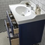 HEMNES / RUTSJÖN Meuble à tiroirs/lavabo/mitigeur, bleu, 31 3/8x21 7/8x37 "
