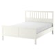 Option : HEMNES Structure de lit avec matelas, teinté blanc/Valevåg mi-ferme, Grand 2 places