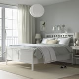 HEMNES Structure de lit, teinté blanc/Lyngör blanc, Grand 2 places
