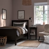 HEMNES Structure lit, brun-noir/Lyngör blanc, 1 place