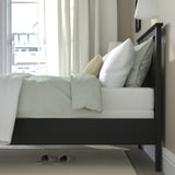 HEMNES Structure lit, brun-noir/Lyngör blanc, 1 place